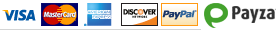 Payment Options - MasterCard, Visa, American Express, Discover, and PayPal through Express Checkout